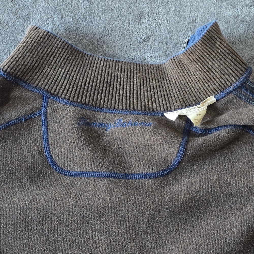 Tommy Bahama Reversible Quarter Zip Pullover Mens 2XL Blue Gray Coastal Comfort - Picture 10 of 16